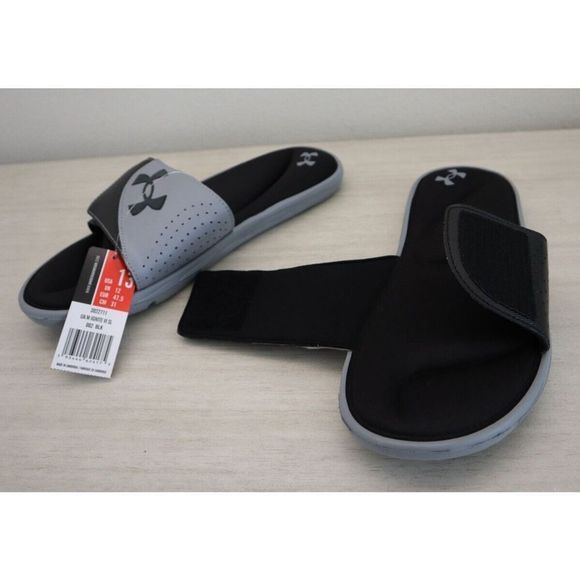 Under Armour 3022711 Men's Sz 13 Black/Steel UA Ignite VI Slide Athletic Sandals - Picture 3 of 5